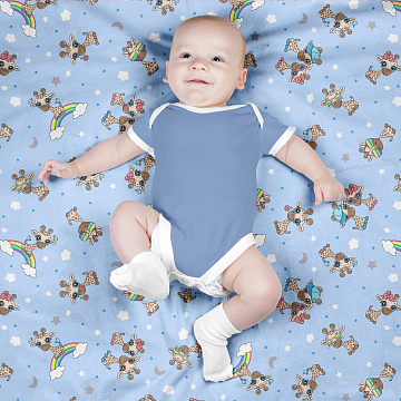 Фланель 90 см наб 64024-6 Радужные жирафики голубой