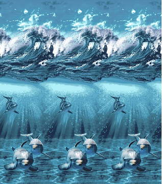 Бязь Премиум 220 см наб 6475-1 Дельфины