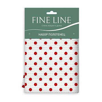 Комплект вафельных полотенец Fine Line 62040-1 Красный горох на белом