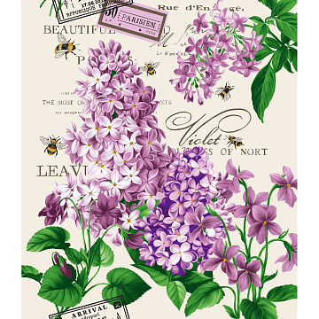 Полотно вафельное 50 см наб 29273-1 Сиреневый букет