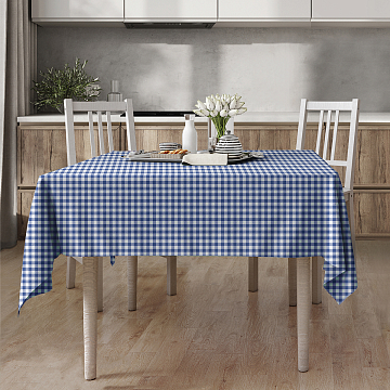 Скатерть рогожка Fine Line 62065-1 Синяя клетка