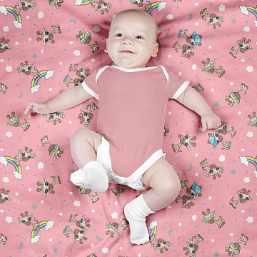 Фланель 90 см наб 64024-4 Радужные жирафики розовый