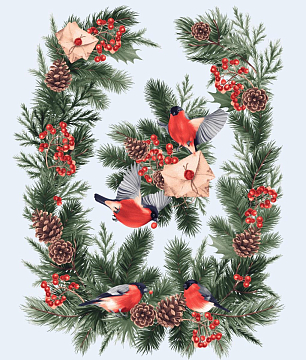 Полотно вафельное 50 см наб 29280-1 Новогодняя открытка