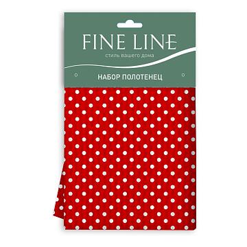 Комплект вафельных полотенец Fine Line 62064 Горохи на красном