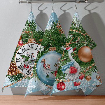 Полотно вафельное 150 см наб 29388-1 Новогодние гуси