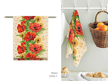 Полотно вафельное 50 см наб 5352-1 Маки