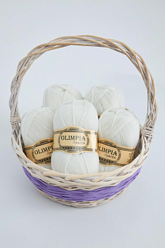 Пряжа для ручного вязания Олимпия Спарта/Olimpia Sparta цв.IR1 белая 5шт*100г