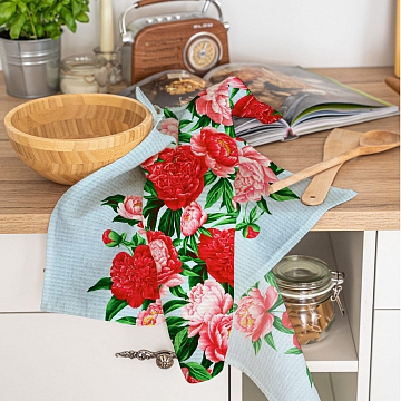 Полотно вафельное 50 см наб 29438-1 Пионы