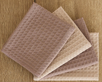 Комплект вафельных полотенец FLOOX бордюр Адель, бежевый/шоколад