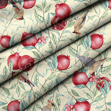 Скатерть рогожка Fine Line 62019-1 Гранаты на желтом