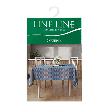 Скатерть рогожка Fine Line 62077-2 Геометрия синий