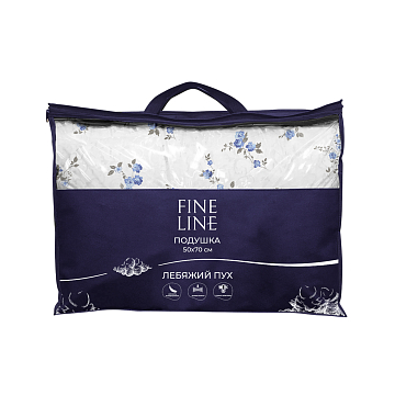 Подушка Fine Line с кантом, коллекция Прованс, дизайн Флокс, лебяжий пух, перкаль