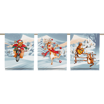 Полотно вафельное 150 см наб 29384-1 Новогодние каникулы