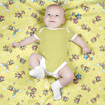 Фланель 90 см наб 64024-3 Радужные жирафики желтый