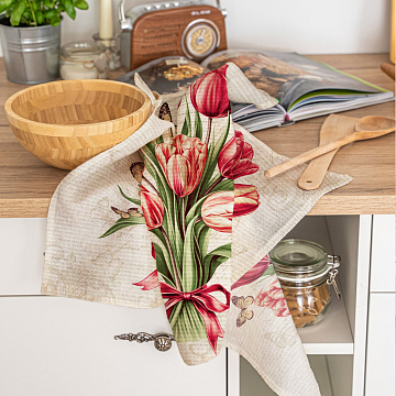 Полотно вафельное 50 см наб 29494-1 Тюльпановые искры