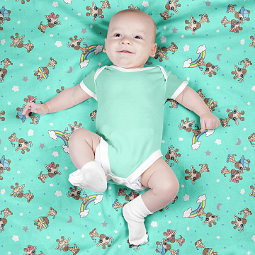 Фланель 90 см наб 64024-2 Радужные жирафики мятный